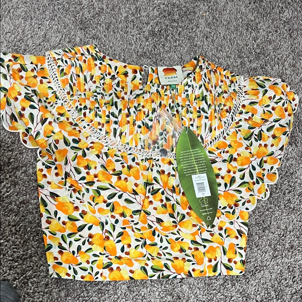 FARM Rio Citrus Blossom Blouse - Yellow and Green